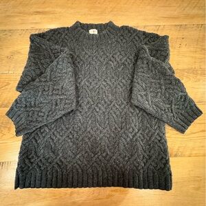 J. Crew Dark Gray Cable Knit Crewneck Sweater